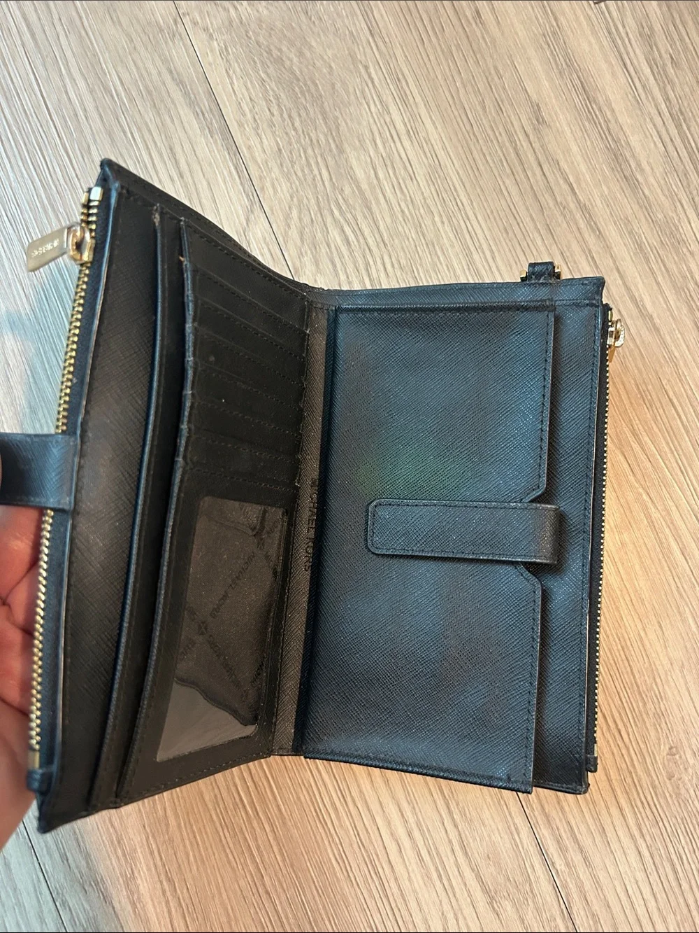 Michael Kors Jet Set Travel Double Zip Wristlet Leather Phone Case Wallet Black
